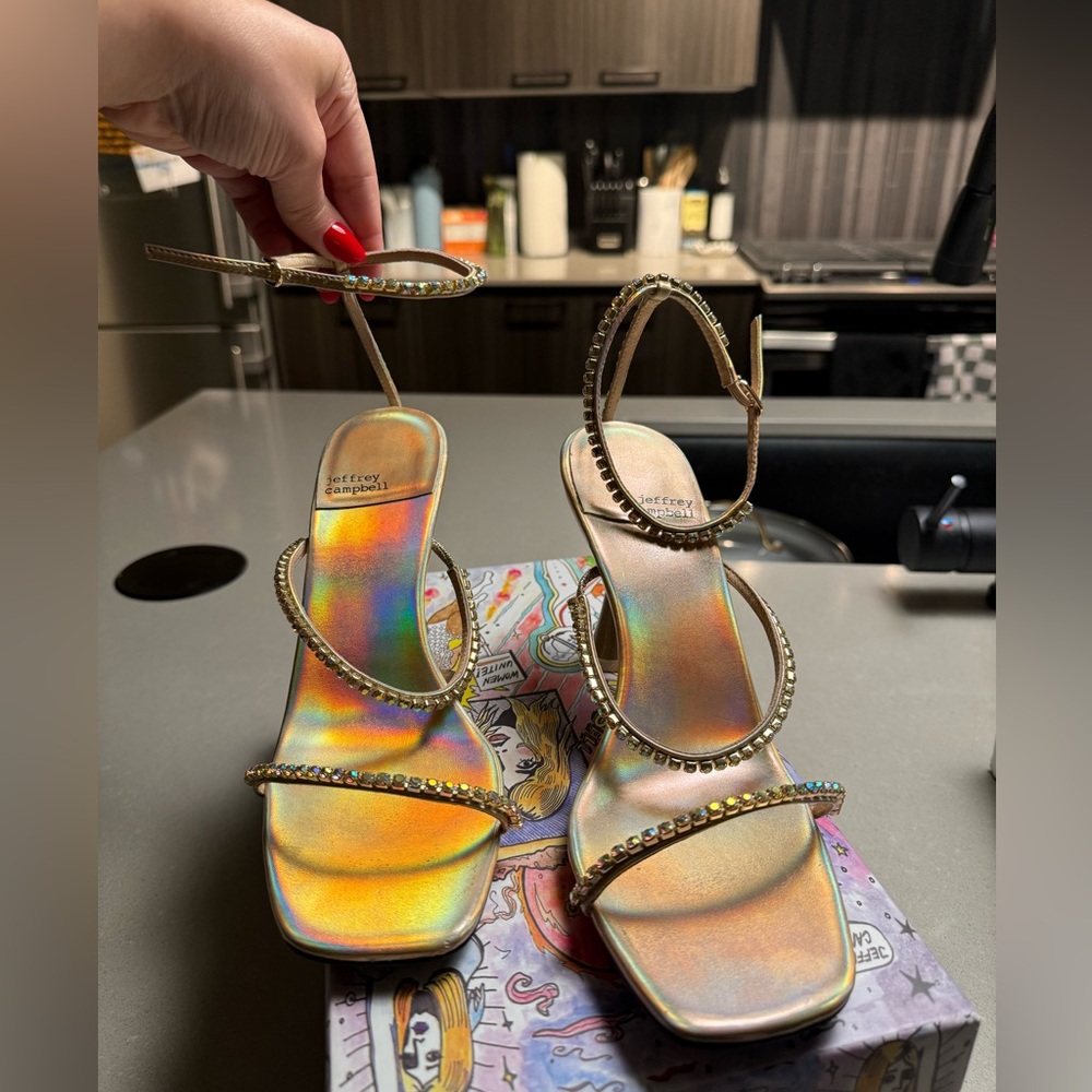 Jeffrey Campbell Demonica Gold Heels